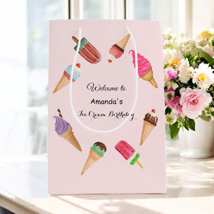 Ice Cream Cones Popsicles Party Pink Medium Gift Bag