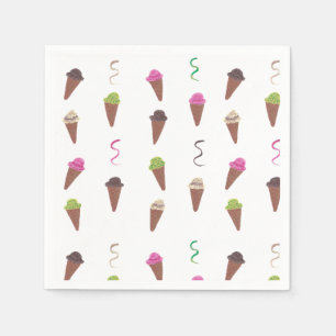 Ice Cream Cones & Ribbons Birthday Paper Napkins