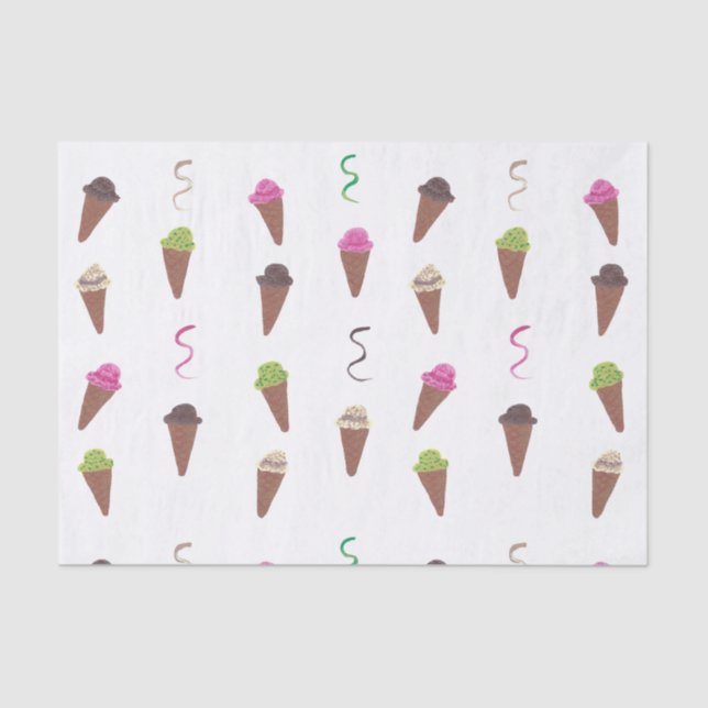Ice Cream Cones & Ribbons Birthday Tissue Paper (Front)