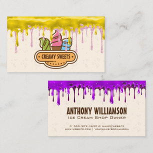Ice Cream Cones   Sparkly Icing Drips Business Card
