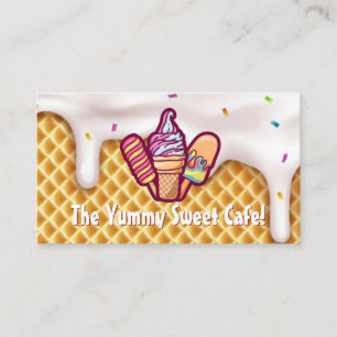 Ice Cream Cones Sprinkles Icing Drips Business Card