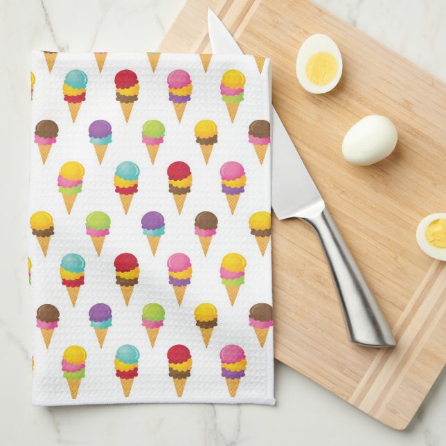 Ice Cream Cones Tea Towel (Quarter Fold)