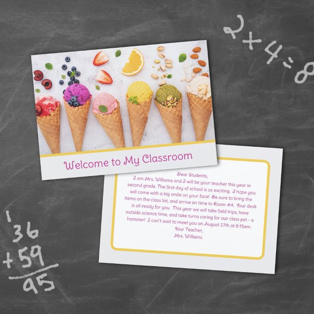 Ice Cream Cones Teacher Welcome Students Card (Creator Uploaded)