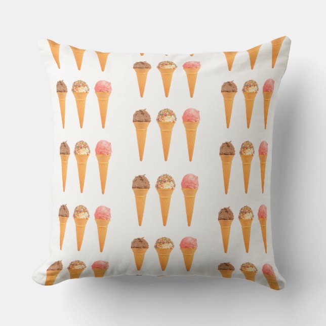 Ice Cream Cones Throw Pillow (Front)