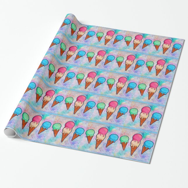 Ice Cream Cones Wrapping Paper (Unrolled)