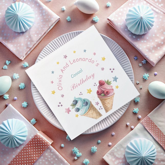 Ice Cream Cool Birthday Party Napkin (Creator Uploaded)
