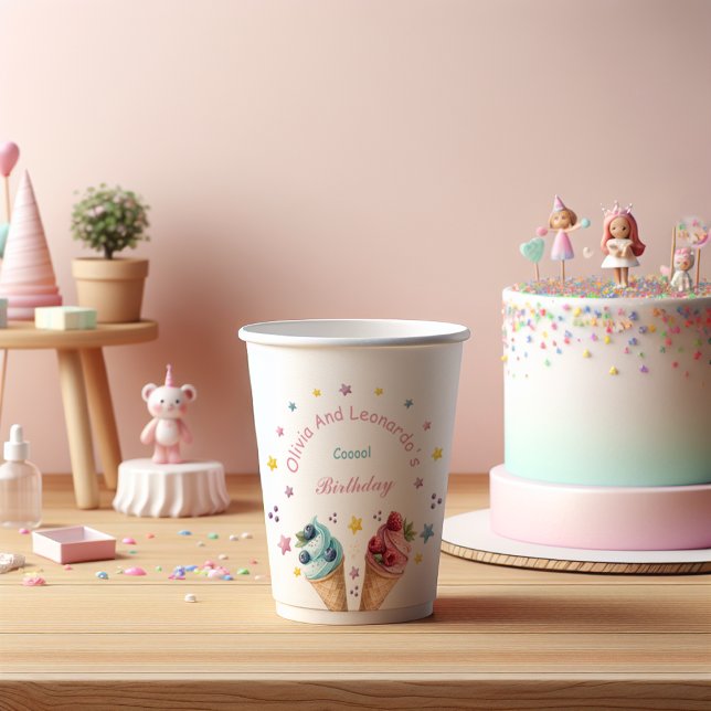 Ice Cream Cool Birthday Party Paper Cups (Creator Uploaded)
