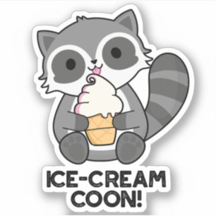Ice Cream Coon Funny Animal Racoon Pun 
