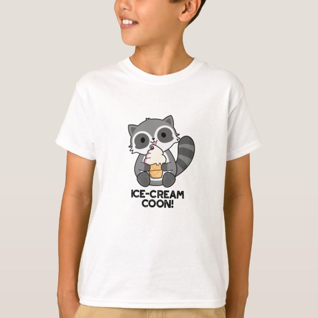 Ice Cream Coon Funny Animal Racoon Pun  T-Shirt (Front)