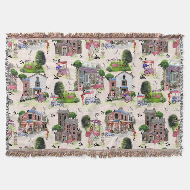 Ice cream country repeat design throw blanket (Front)