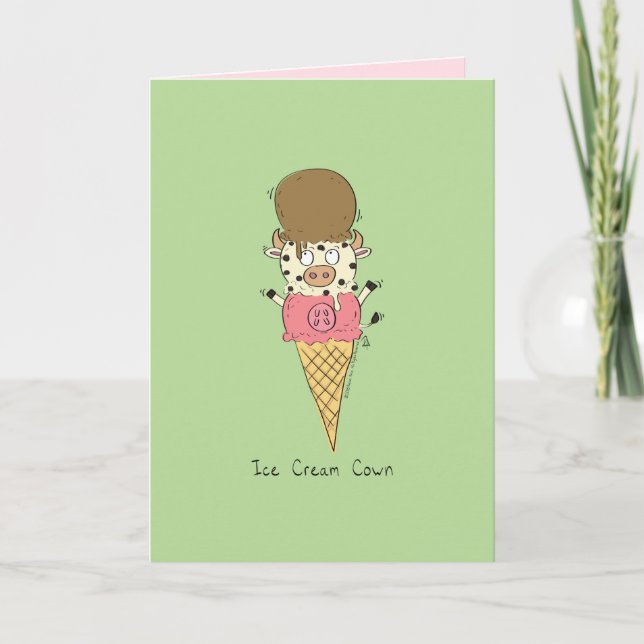 Ice Cream Cown - Funny Cow Pun Card (Front)