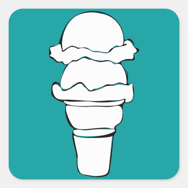 ice cream curls square sticker (Front)