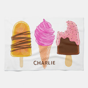 Ice Cream custom name & colour kitchen towel