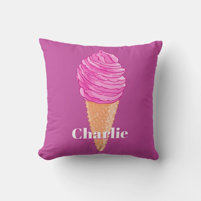 Ice Cream custom name & colour throw pillows (Front)