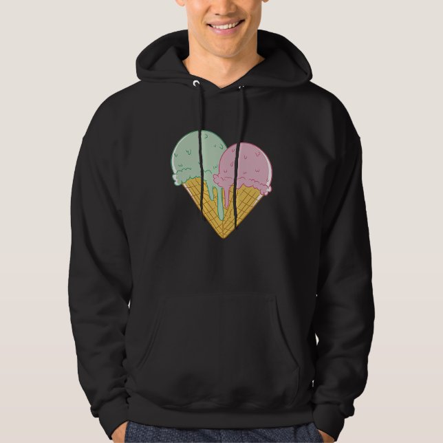 Ice Cream  Cute Heart Valentine's Day Couple Match Hoodie (Front)