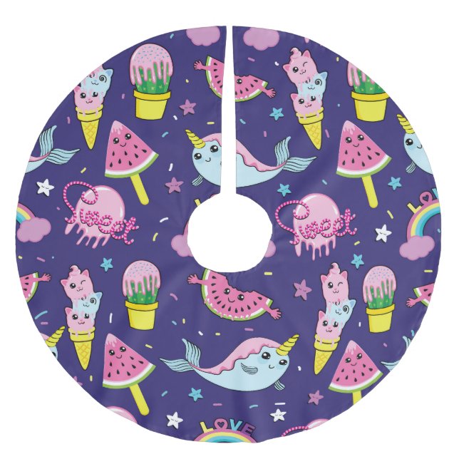 Ice Cream: Cute Seamless Brushed Polyester Tree Skirt (Front)