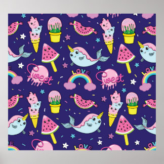 Ice Cream: Cute Seamless Poster
