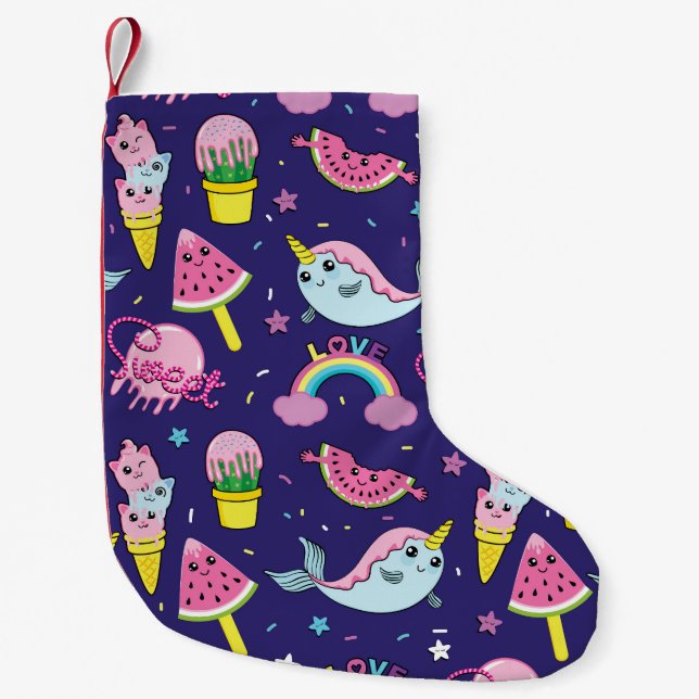 Ice Cream: Cute Seamless Small Christmas Stocking (Front)