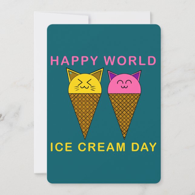 Ice Cream Day Cats Invitation (Front)