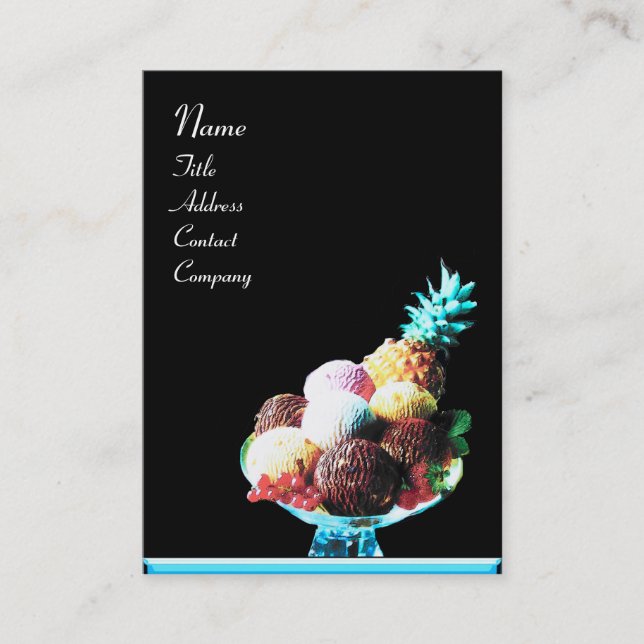 ICE CREAM  - DESERT SHOP,blue black Business Card (Front)