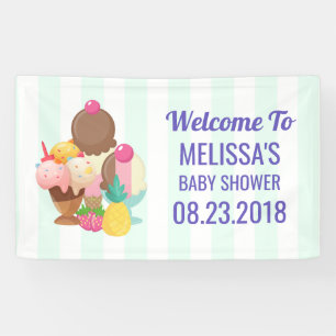 Ice Cream Desserts Baby Shower Welcome Banner