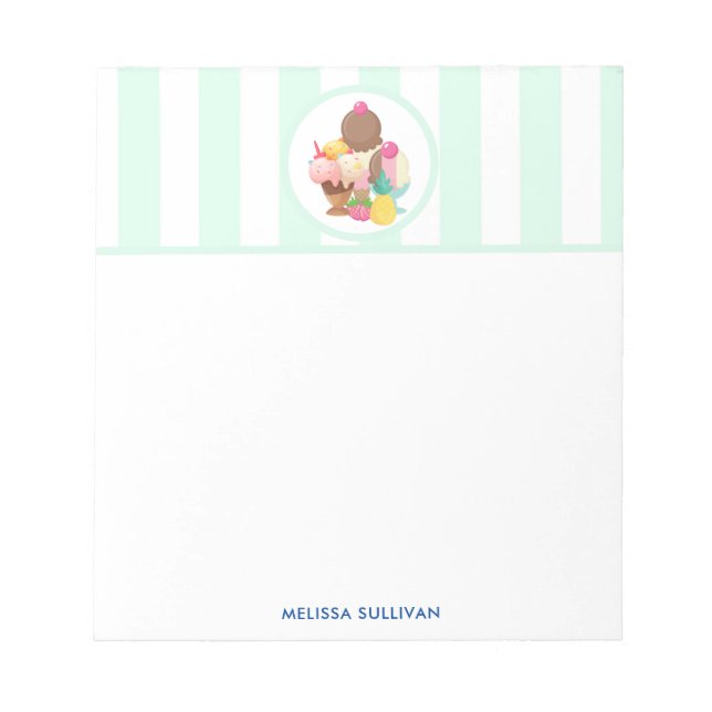 Ice Cream Desserts Neopolitan Flavours Notepad (Front)