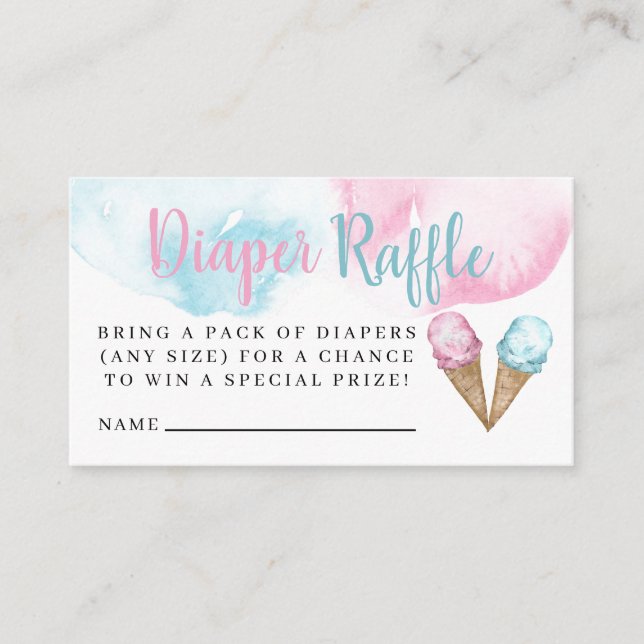 Ice cream diaper raffle Enclosure Card. Card (Front)
