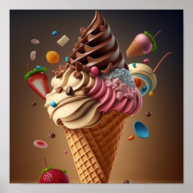 Ice cream Digital Art Poster (Front)