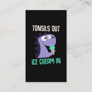 Ice Cream Dinosaur Tonsils Recovery Get Well Business Card