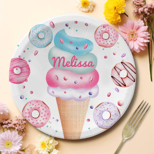 Ice Cream Donut Birthday Party Paper Plates