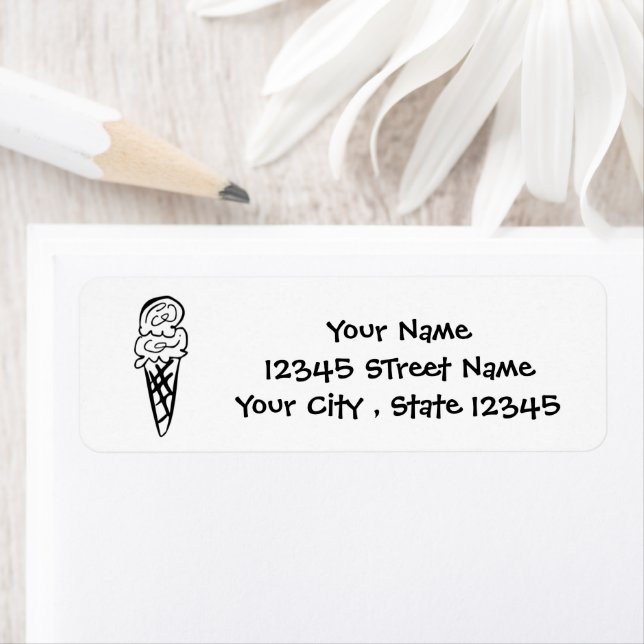Ice cream doodle logo custom return address label (Insitu)