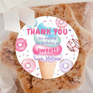 Ice Cream Doughnut Birthday Classic Round Sticker