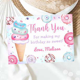Ice Cream Doughnut Birthday Thank You Card