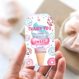 Ice Cream Doughnut Birthday Thank You Gift Tags