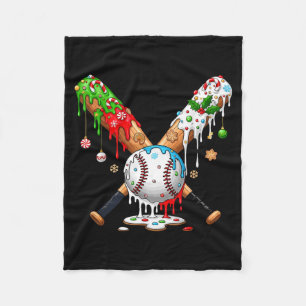 Ice Cream Drip Baseball Christmas Xmas Pajama Kids Fleece Blanket
