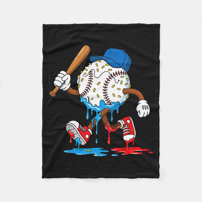 Ice Cream Drip Baseball Sts Baseball Lifestyle Boy Fleece Blanket (Front)
