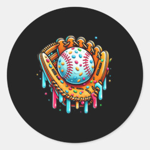 Ice Cream Drip Baseball Stuff Baseball Drip For Bo Classic Round Sticker