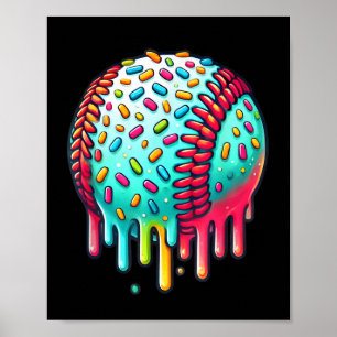 Ice Cream Drip Baseball Stuff Baseball Drip For Bo Poster