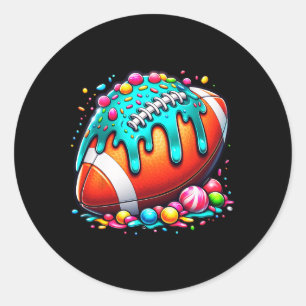 Ice Cream Drip Football Stuff For Boys Youth Toddl Classic Round Sticker