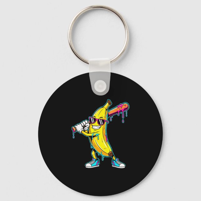 Ice cream drip graphic funny colour splash design  key ring (Front)