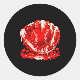 Ice Cream Drip Heart Valentines Day Baseball Boys Classic Round Sticker