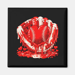 Ice Cream Drip Heart Valentines Day Baseball Boys Magnet