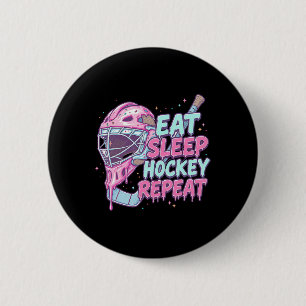 Ice Cream Drip Hockey Goalie Mask Eat Sleep Hockey 6 Cm Round Badge