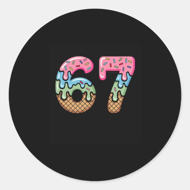 Ice Cream Drip Meme Funny Six Seven 67 Present  Classic Round Sticker (Front)