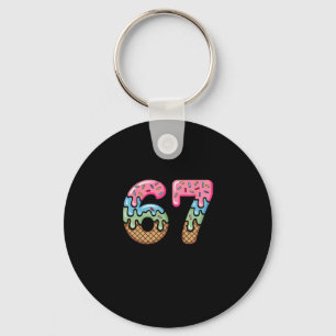 Ice Cream Drip Meme Funny Six Seven 67 Present  Key Ring