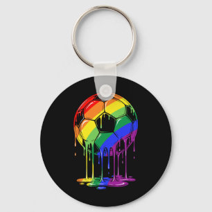 Ice Cream Drip Soccer Rainbow Lesbian Gay Pride Wo Key Ring