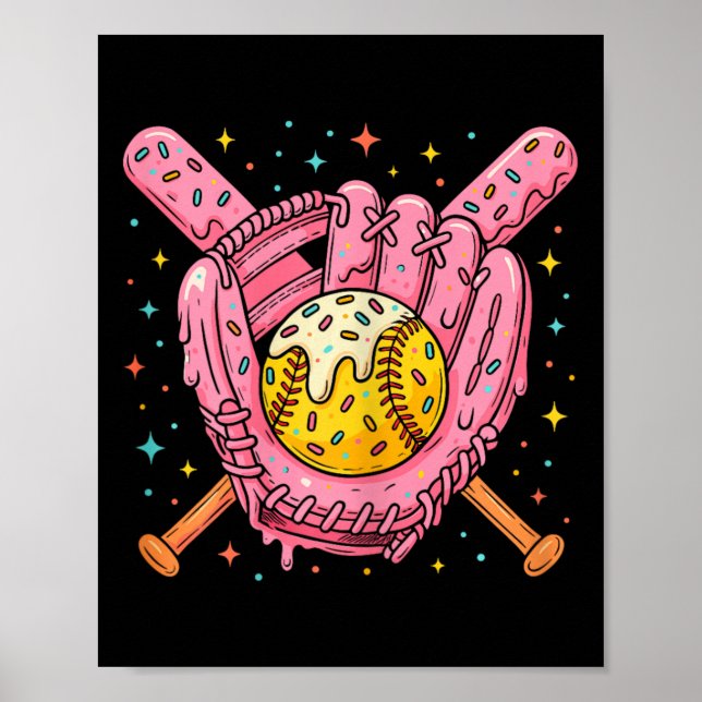 Ice Cream Drip Sprinkle Sell Softll Glove Drip  Poster (Front)