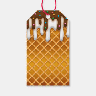 Ice Cream Drip Waffle Cone Chocolate And Vanilla Gift Tags