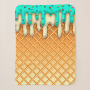 Ice Cream Drip Waffle Cone Mint With Sprinkles Sherpa Blanket