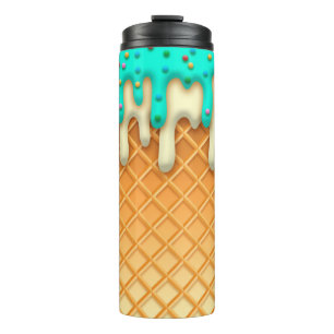 Ice Cream Drip Waffle Cone Mint With Sprinkles Thermal Tumbler